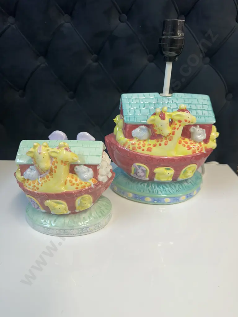 Noahs Ark Childrens Nursery Themed Table Lamp Base & Money Box By CR Gibson Image 1++